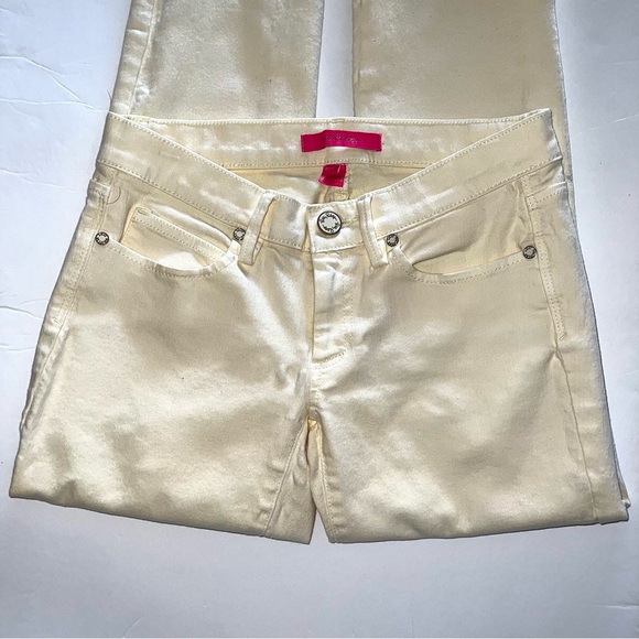 Lily Pulitzer Women’s Pale Yellow Low Rise Raw Hem Jeans Sz 0 - Picture 4 of 13